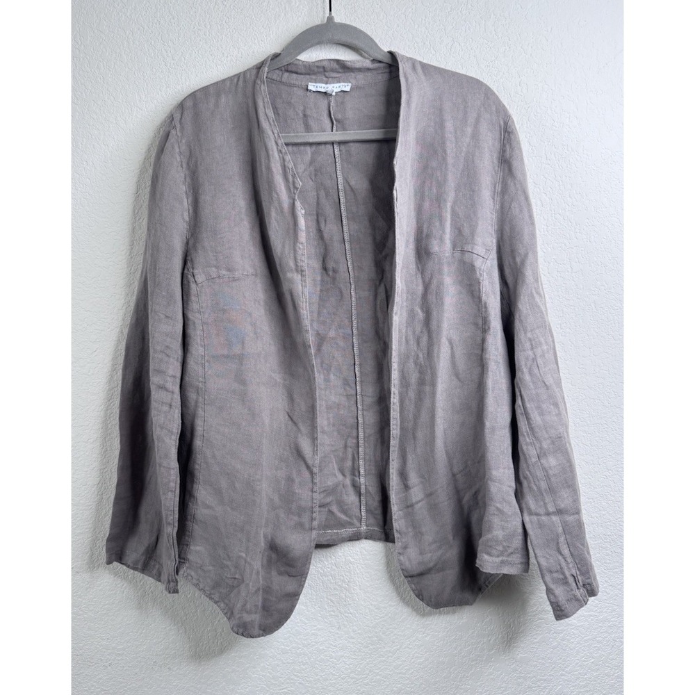Tempo Paris Linen Blazer Gray Lightweight Made in Italy Business Casual L/XL
